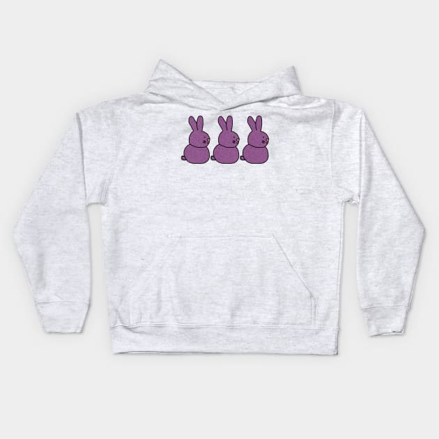 Three Purple Bunny Rabbits for Easter Kids Hoodie by ellenhenryart